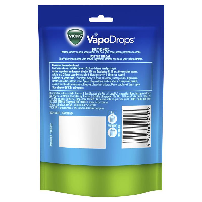 Load image into Gallery viewer, Vicks VapoDrops Original Menthol 42 Lozenges
