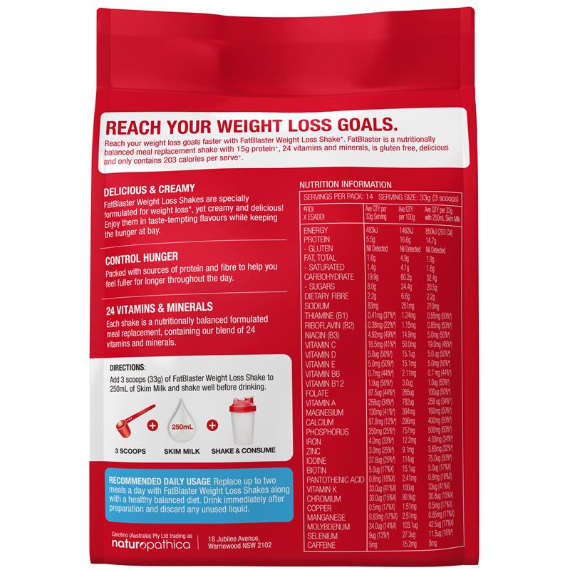 Load image into Gallery viewer, Fatblaster Weight Loss Shake Red Pouch Vanilla 465g
