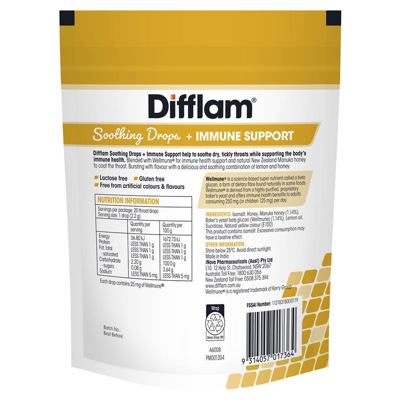 Load image into Gallery viewer, Difflam Soothing Drops + Immune Support Honey &amp; Lemon 20 Drops
