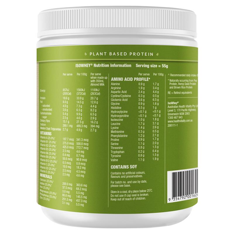 Load image into Gallery viewer, IsoWhey Plant-Based Meal Replacement Shake Vanilla 550g
