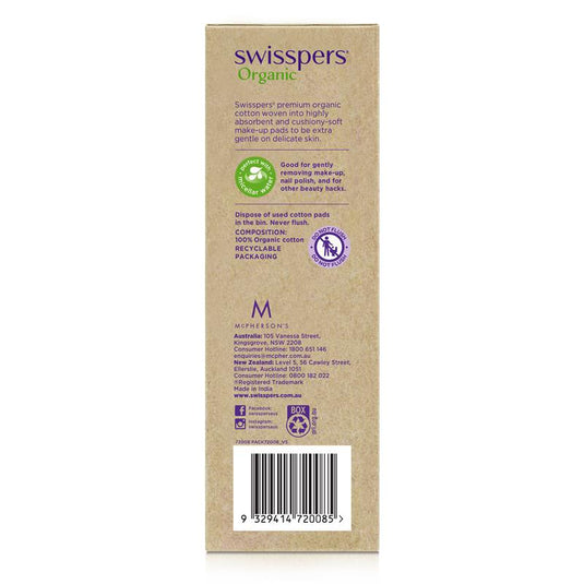 Swisspers Organic Round Cotton Pads Eco Dispenser 70 Pack