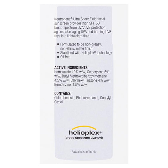 Neutrogena Ultra Sheer Face Fluid Facial Sunscreen SPF 50 40ml