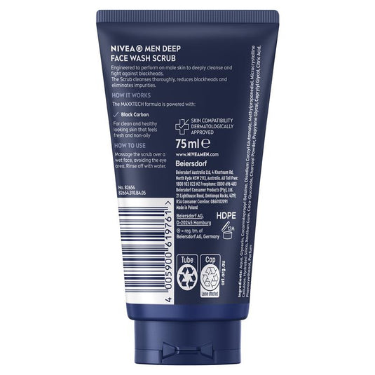 NIVEA for Men Deep Face Scrub 75ml