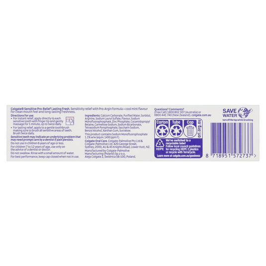 Colgate Toothpaste Sensitive Pro Relief Lasting Fresh 110g