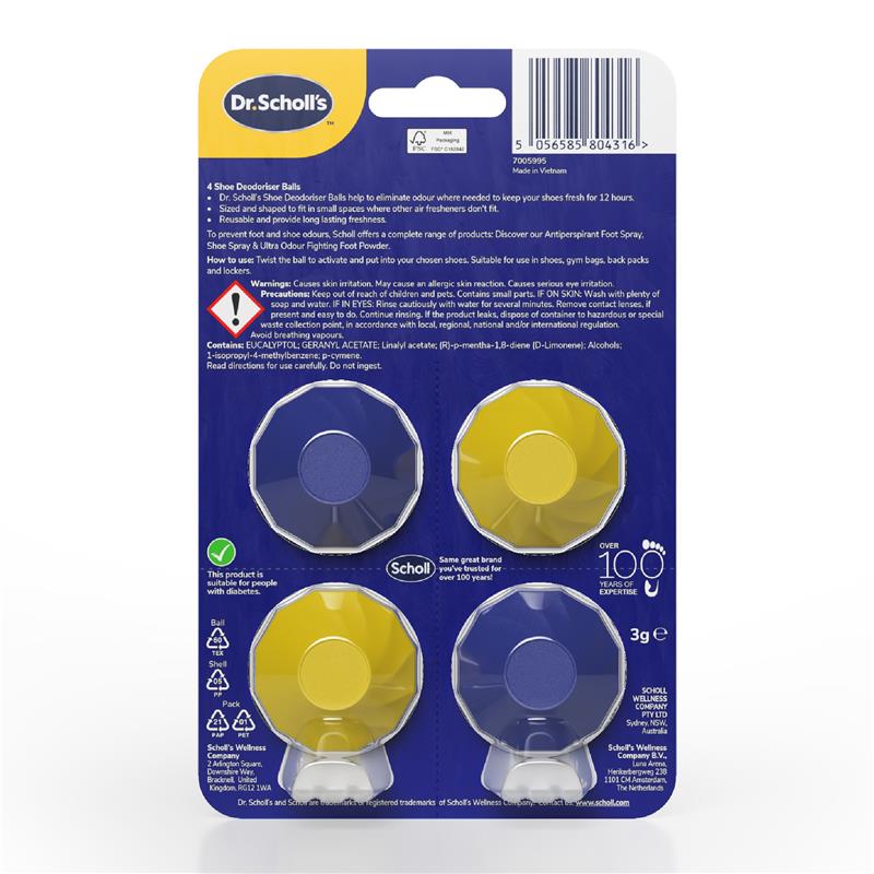Load image into Gallery viewer, Dr.Scholls Shoe Deodoriser Balls 4 Pack
