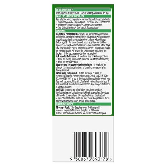 Panadol Extra Paracetamol Pain Relief 16 Caplets