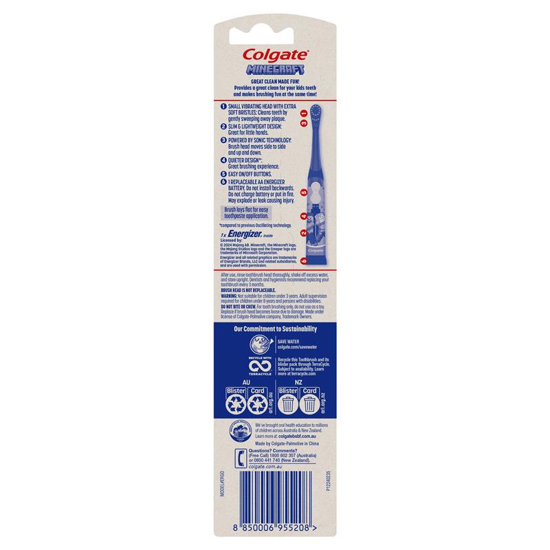 Load image into Gallery viewer, Colgate Toothbrush Kids Sonic Battery Toothbrush Minecraft

