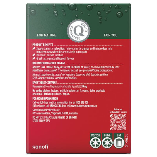 Nature's Own Magnesium + Muscle Support Effervescent 60 Tablets