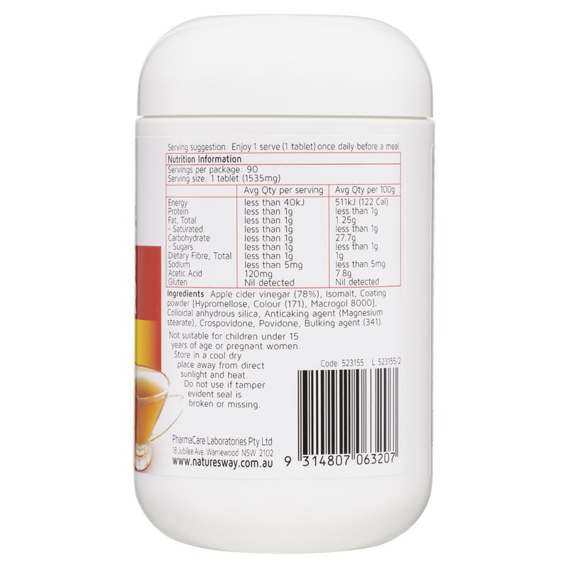 Load image into Gallery viewer, Nature's Way Apple Cider Vinegar 1200mg 90 Tablets
