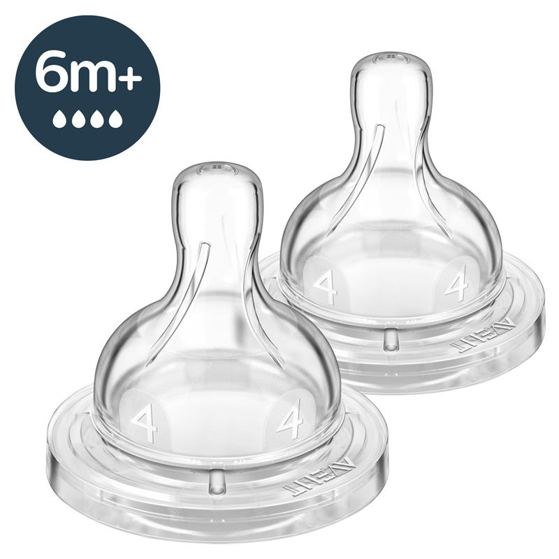 Load image into Gallery viewer, Avent Teat Silicone 6M+ Fast Flow 2 Pack
