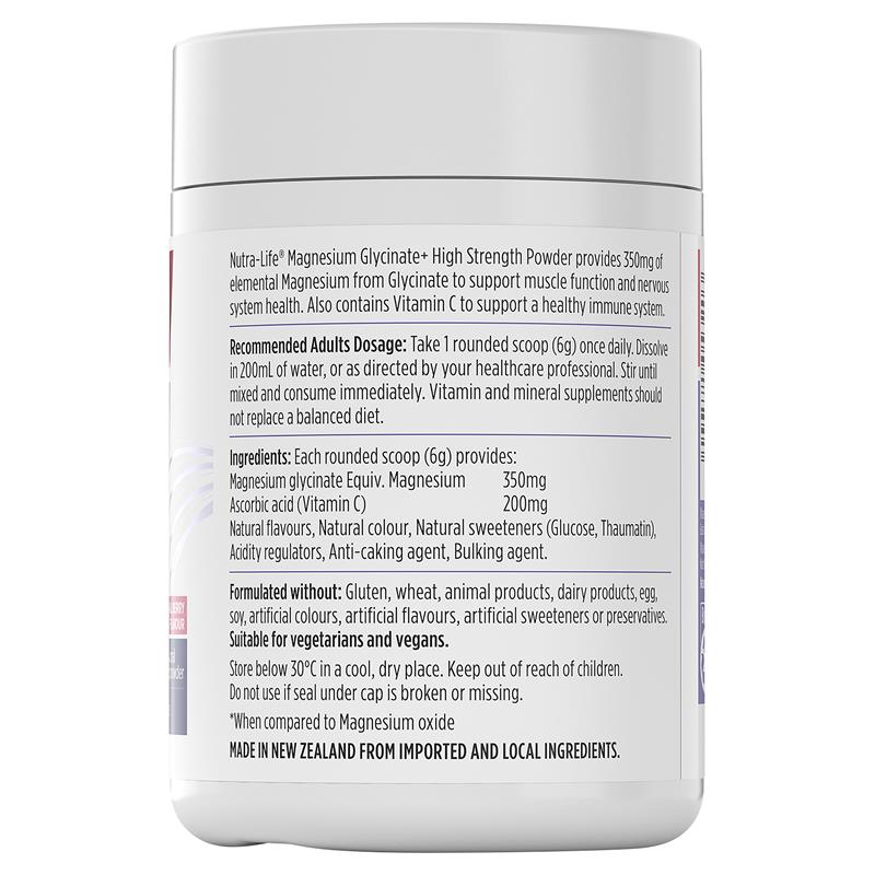 Load image into Gallery viewer, Nutra-Life Magnesium Glycinate+ High Strength Powder Berry 180g
