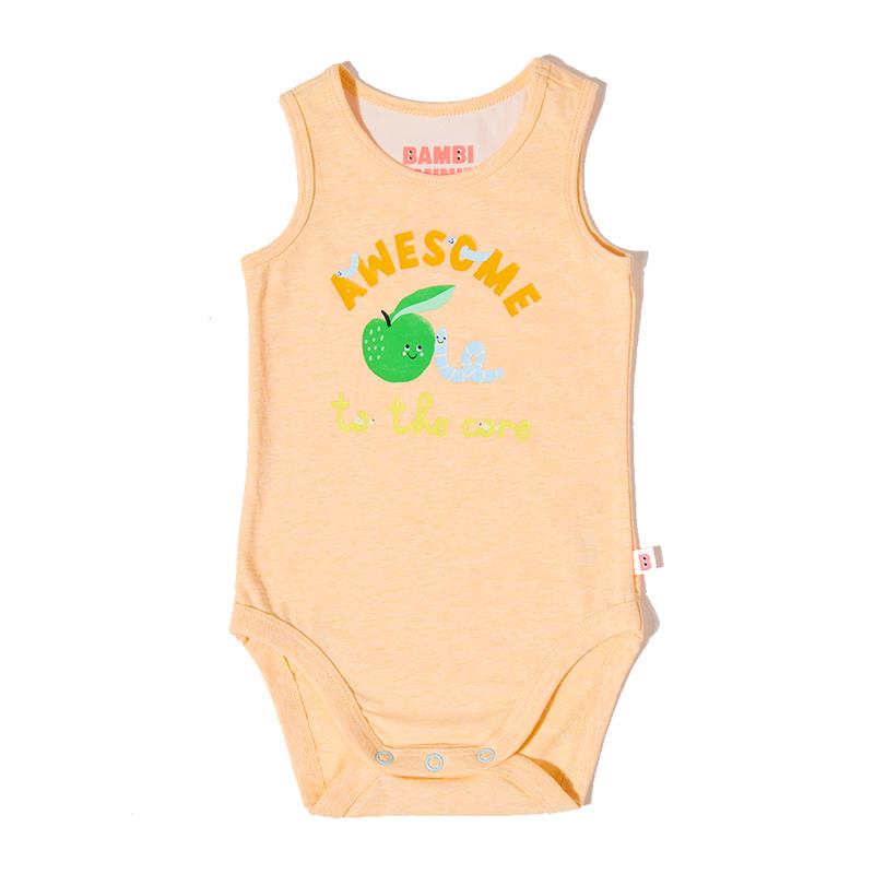 Load image into Gallery viewer, Bambi Mini Co. Supersinglet Bodysuit Unisex Orange Awesome and Bananas 2 pack 6-12
