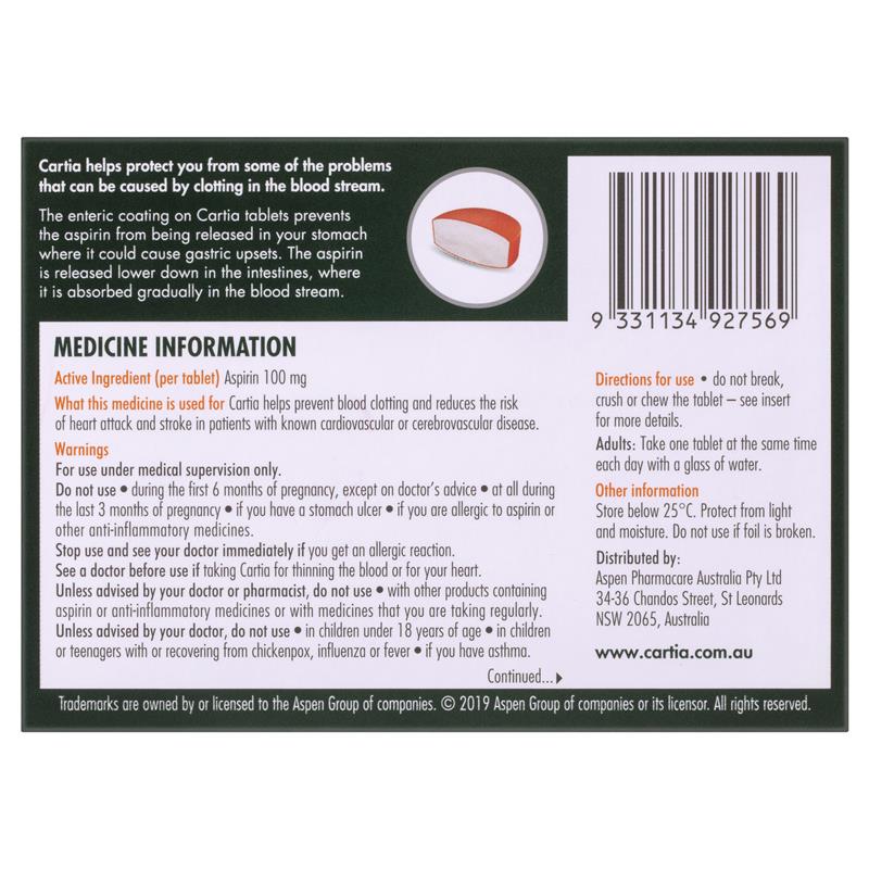 Load image into Gallery viewer, Cartia 100mg Tablets 84
