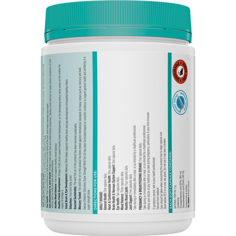 Load image into Gallery viewer, Swisse Ultiboost Odourless Super Strength Wild Fish Oil 2000mg 300 Capsules Exclusive Size
