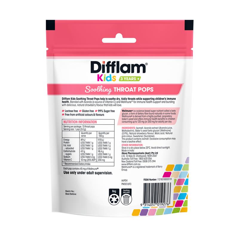 Load image into Gallery viewer, Difflam Soothing Throat Pops Strawberry 10 pack

