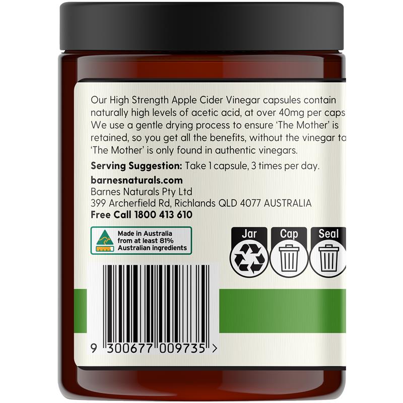 Load image into Gallery viewer, Barnes Naturals Apple Cider Vinegar with The Mother 600mg 120 Capsules
