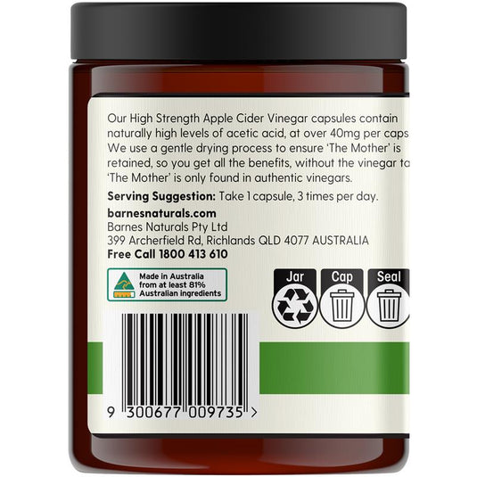 Barnes Naturals Apple Cider Vinegar with The Mother 600mg 120 Capsules