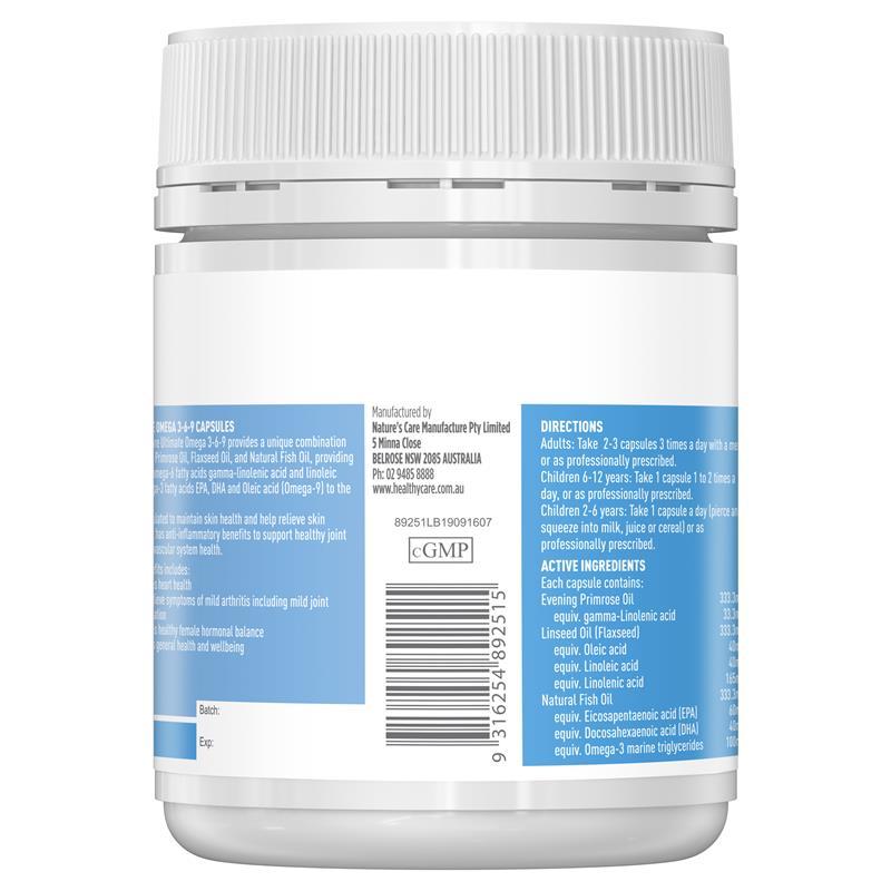 Load image into Gallery viewer, Healthy Care Ultimate Omega 3-6-9 200 Capsules
