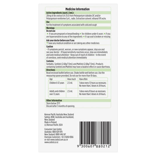 Codral Cold & Cough Pelargonium Root 100ml