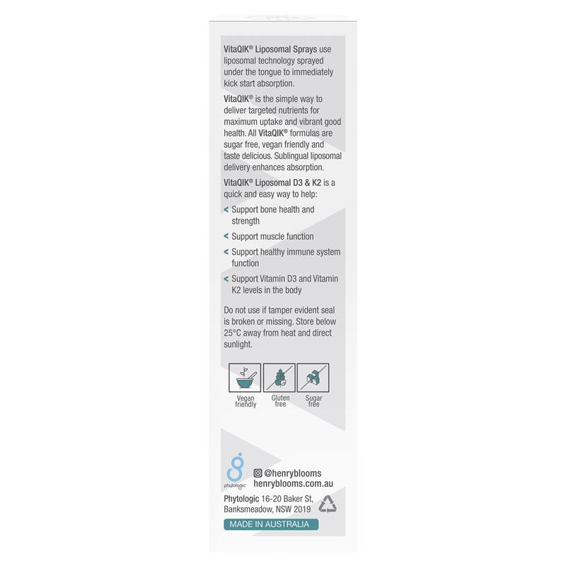 Load image into Gallery viewer, Henry Blooms VitaQIK Vitamin D3 &amp; K2 50ml Oral Spray
