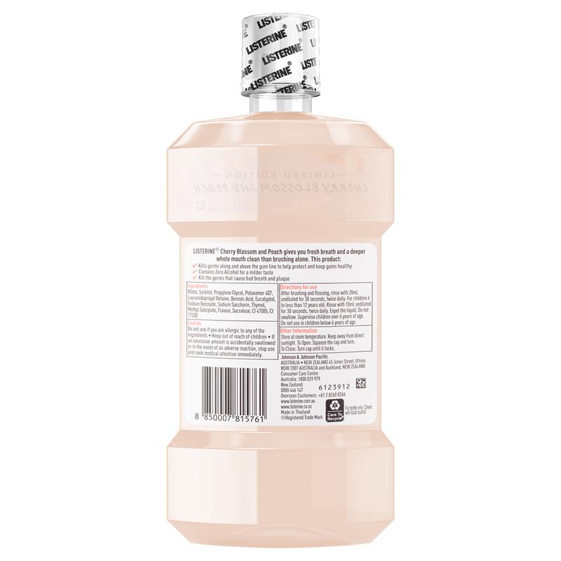 Load image into Gallery viewer, Listerine Zero Alcohol Antibacterial Mouthwash Limited Edition Cherry Blossom and Peach 500mL
