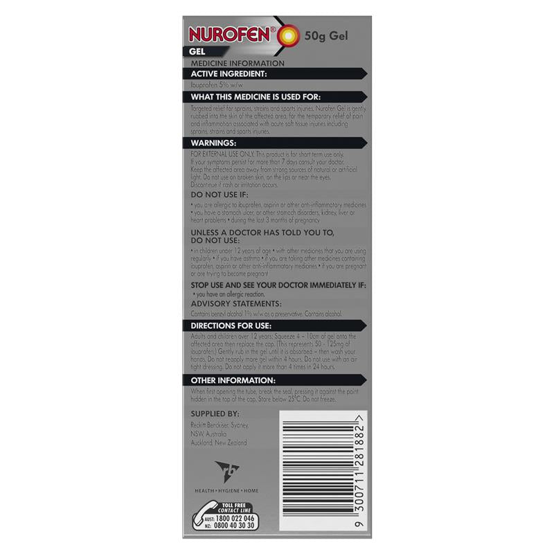 Load image into Gallery viewer, Nurofen Pain and Inflammation Relief Gel 5% Ibuprofen 50g
