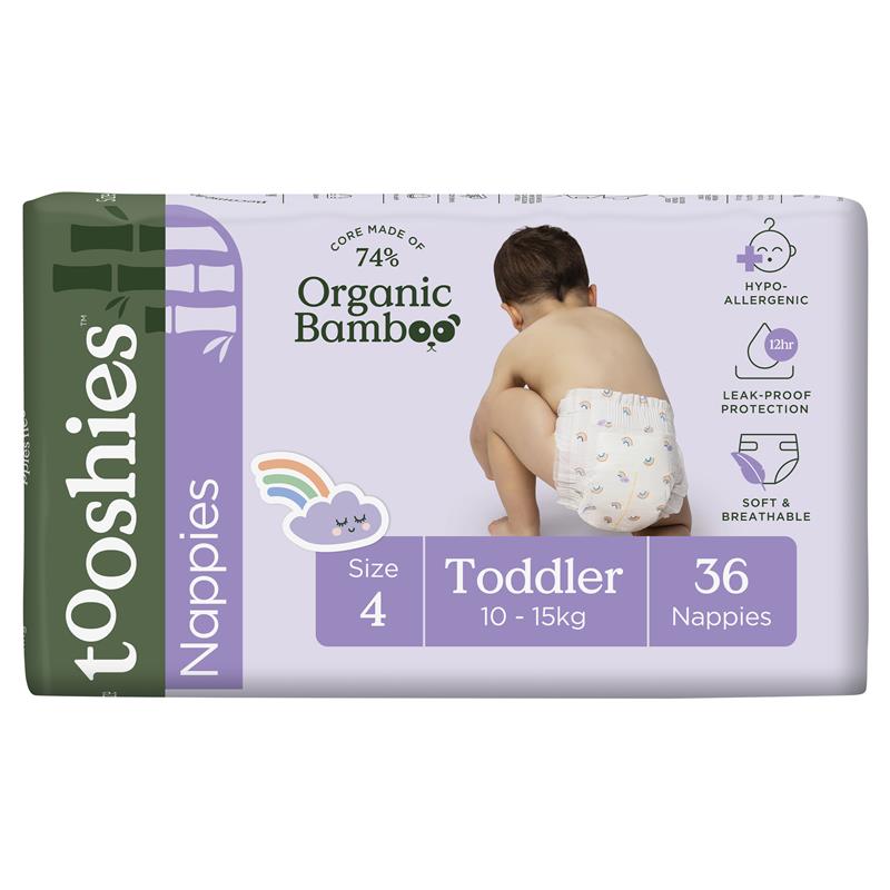Load image into Gallery viewer, Tooshies Eco Nappies with Organic Bamboo Size 4 Toddler 10-15kg, 36 pack
