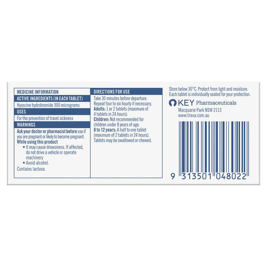 Travacalm Travel Sickness HO 10 Tablets