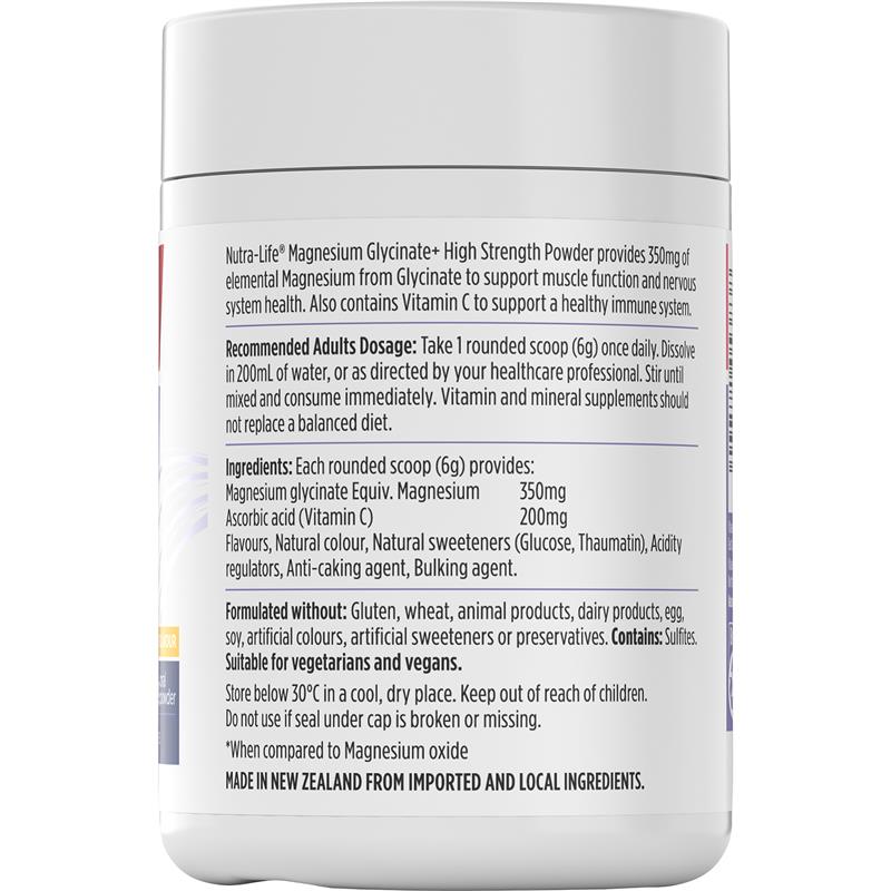 Load image into Gallery viewer, Nutra-Life Magnesium Glycinate + High Strength 180g Powder Citrus
