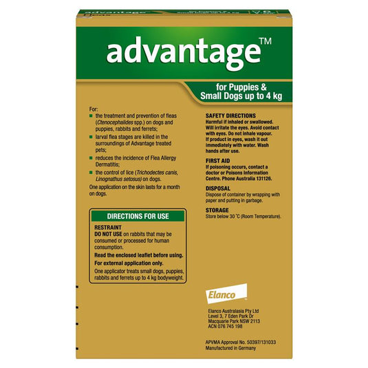 Advantage Dog 0-4Kg Small 6