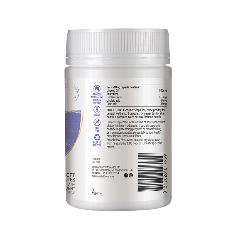Load image into Gallery viewer, Melrose Organic Flaxseed Vegan 500mg 240 Capsules
