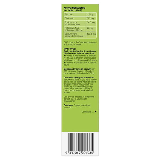 Hydralyte Effervescent Lemon Lime Electolyte Tablets 20 Pack