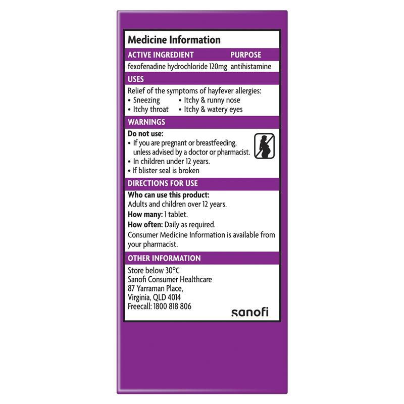 Load image into Gallery viewer, Telfast Hayfever Allergy Tablets 120mg 30 Pack
