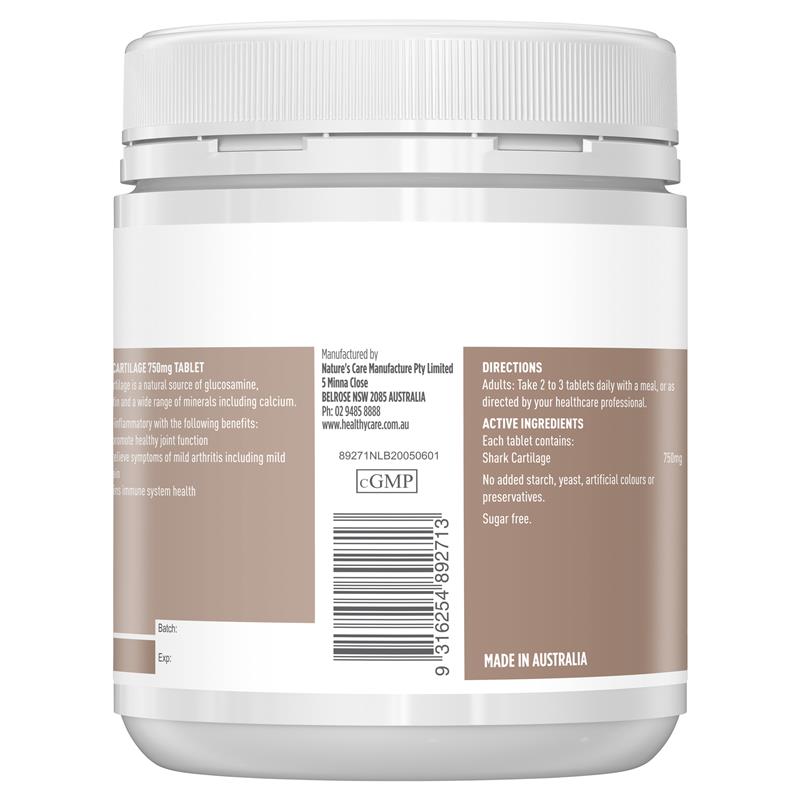 Load image into Gallery viewer, Healthy Care Shark Cartilage 750mg 200 Tablets
