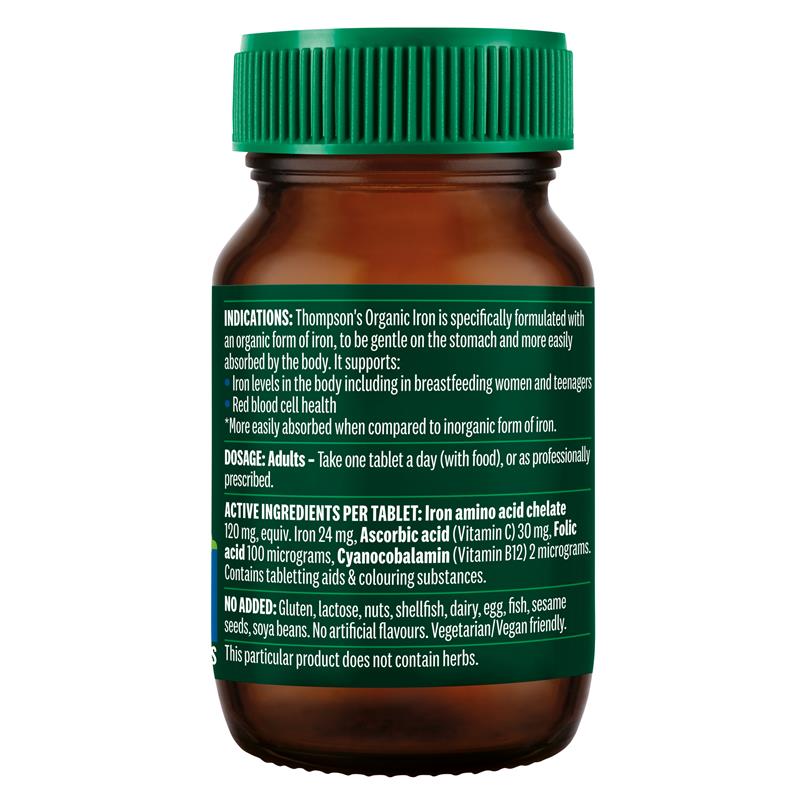 Load image into Gallery viewer, Thompson's Organic Iron 24mg 30 Tablets
