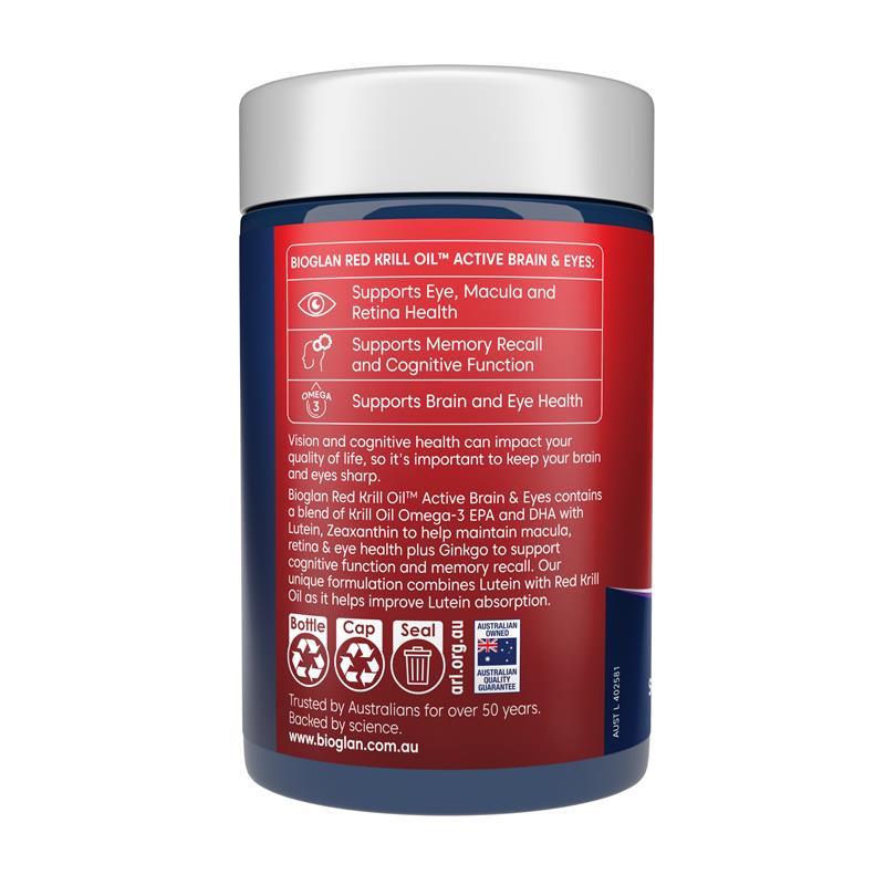Load image into Gallery viewer, Bioglan Red Krill Oil Active Brain &amp; Eyes 60 Capsules
