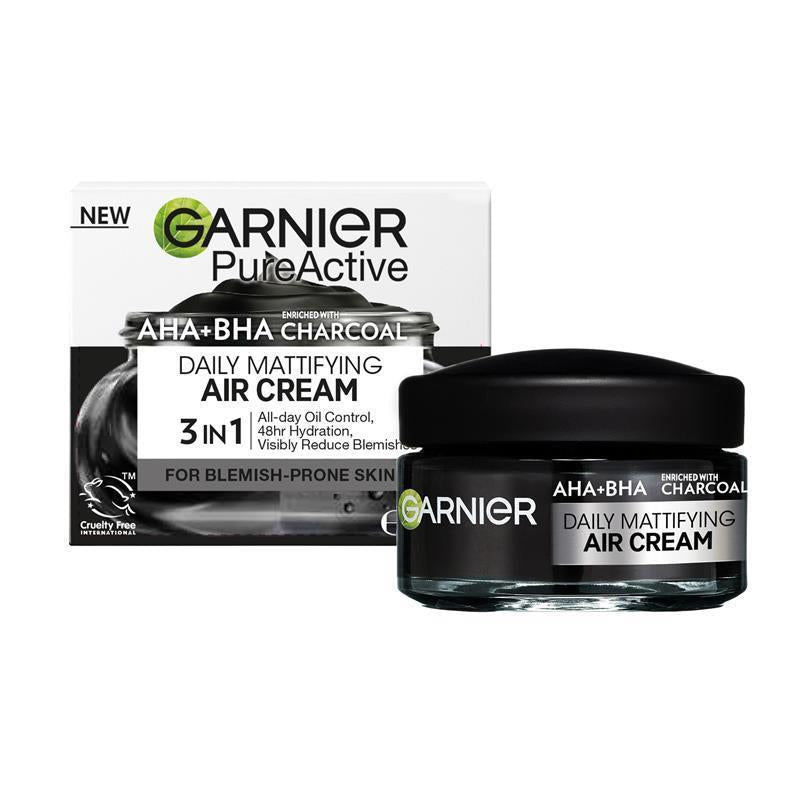 Load image into Gallery viewer, Garnier Pure Active AHA + BHA Charcoal Daily Mattifying Air Cream 50ml
