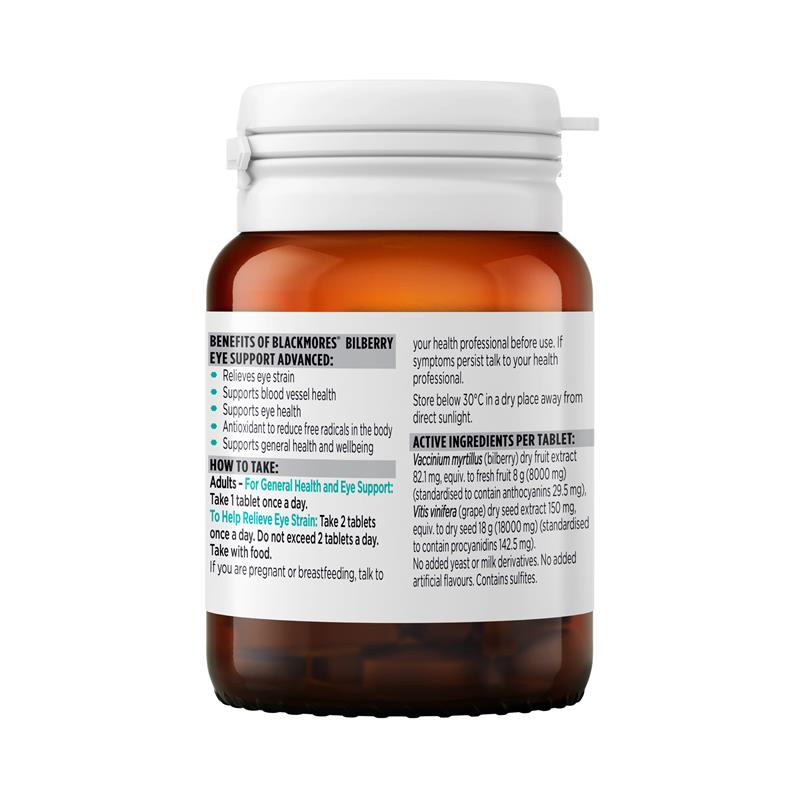 Load image into Gallery viewer, Blackmores Bilberry Eye Support Advanced 30 Tablets
