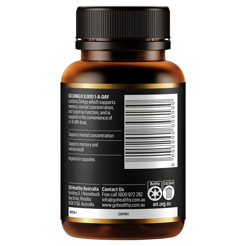 Load image into Gallery viewer, GO Healthy Ginkgo 9000 1-A-DAY 60 Capsule
