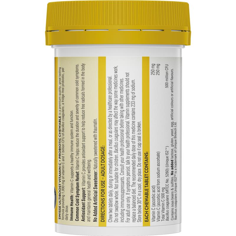 Load image into Gallery viewer, Swisse Vitamin C + Probiotic Chewable 60 Chewable Tablets
