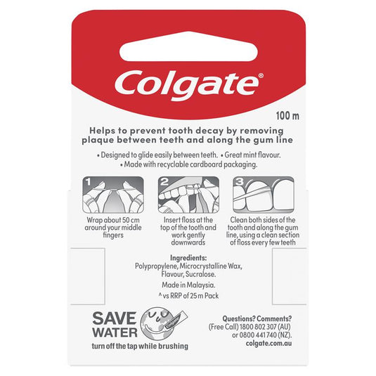Colgate Dental Floss Total Mint Waxed 100m