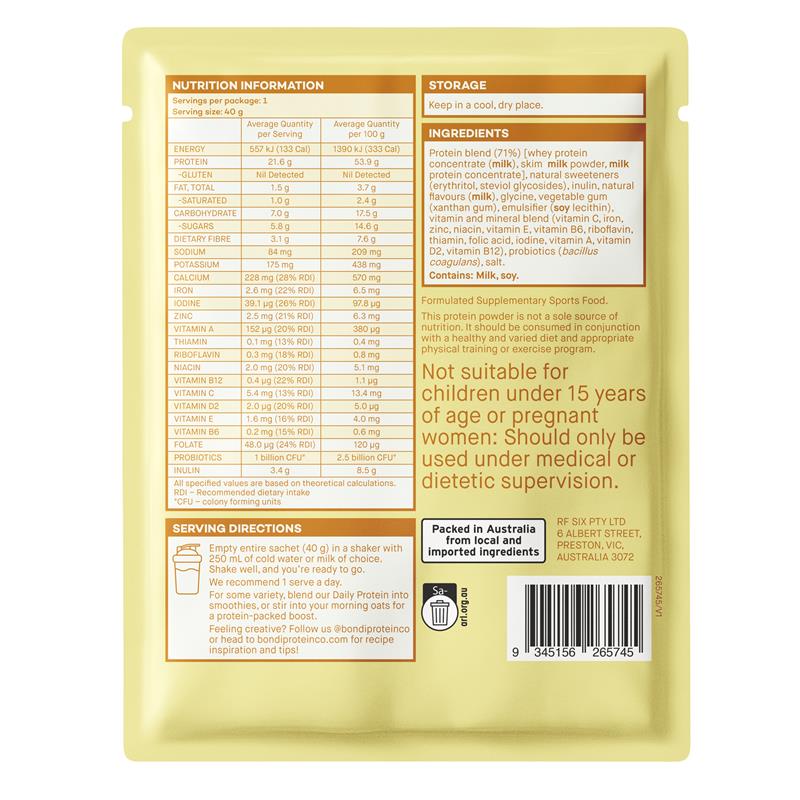 Load image into Gallery viewer, Bondi Protein Co Daily Protein Vanilla Milkshake Sachet 40g
