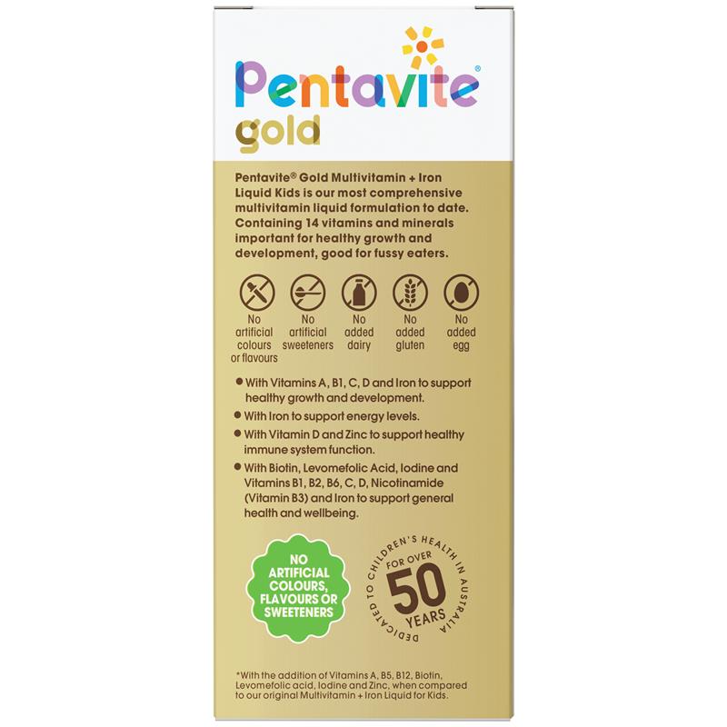 Load image into Gallery viewer, Pentavite Gold Multivitamin + Iron Liquid For Kids 200ml
