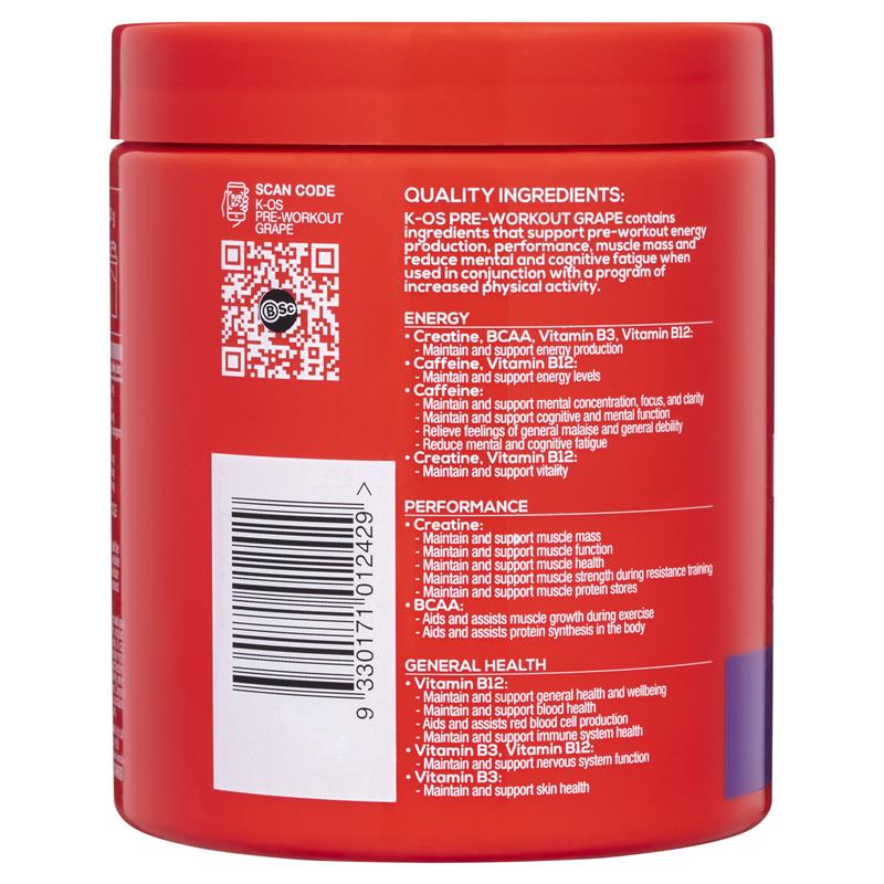 Load image into Gallery viewer, BSc K-OS Pre-Workout Grape 300g
