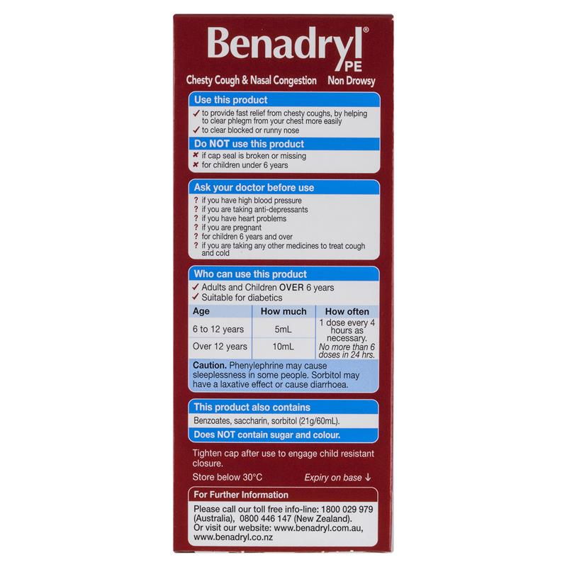 Load image into Gallery viewer, Benadryl PE Chesty Cough &amp; Nasal Congestion Non-Drowsy Berry Flavour 200mL

