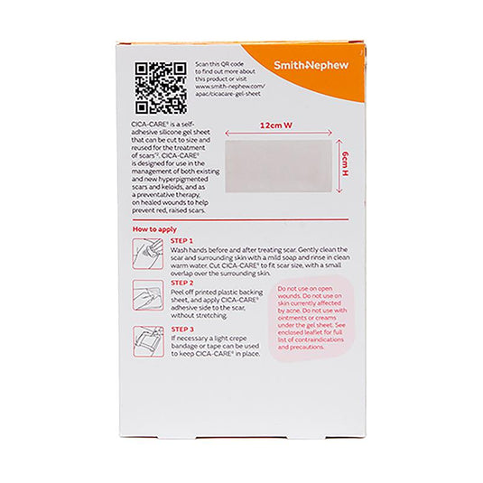 Cica Care Scar Silicone Gel Sheet 12cm x 6cm (This contains 1 sheet only)