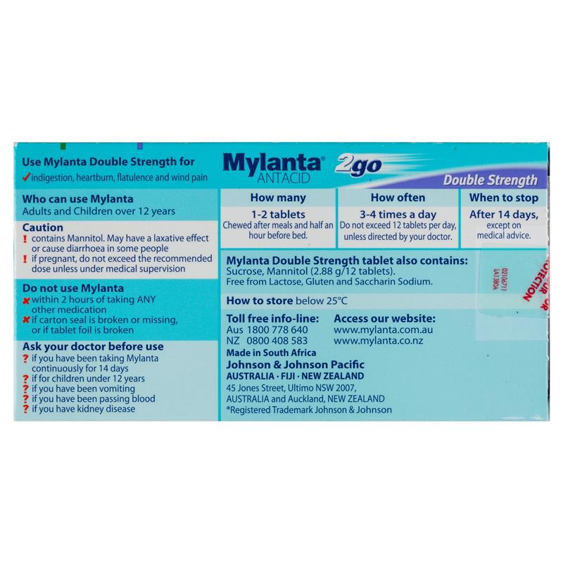 Load image into Gallery viewer, Mylanta 2Go Antacid Double Strength Tablets Lemon Mint 24 Pack
