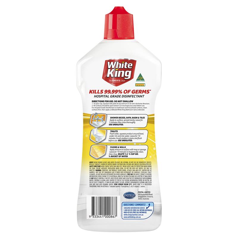 Load image into Gallery viewer, White King Bathroom Power Gel Lemon 750ml
