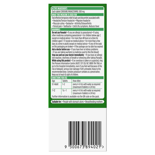 Panadol Paracetamol Pain Relief 16 Tablets