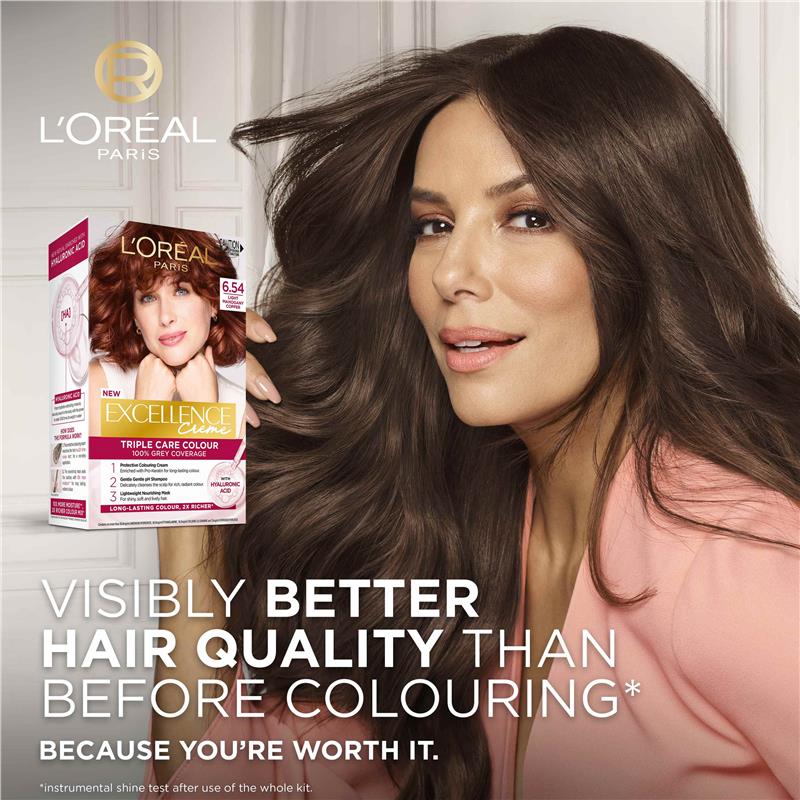 Load image into Gallery viewer, L'Oreal Excellence Creme 6.54 Light Copper Mahogany Brown Hair Colour
